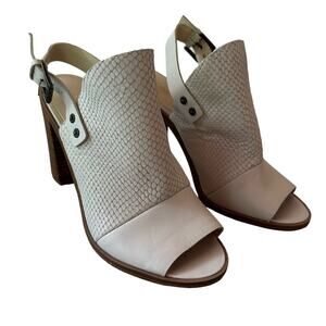 Nine West Pickens Leather Peep Toe Slingback Heels Sandals Shoes 9 Ivory Cream